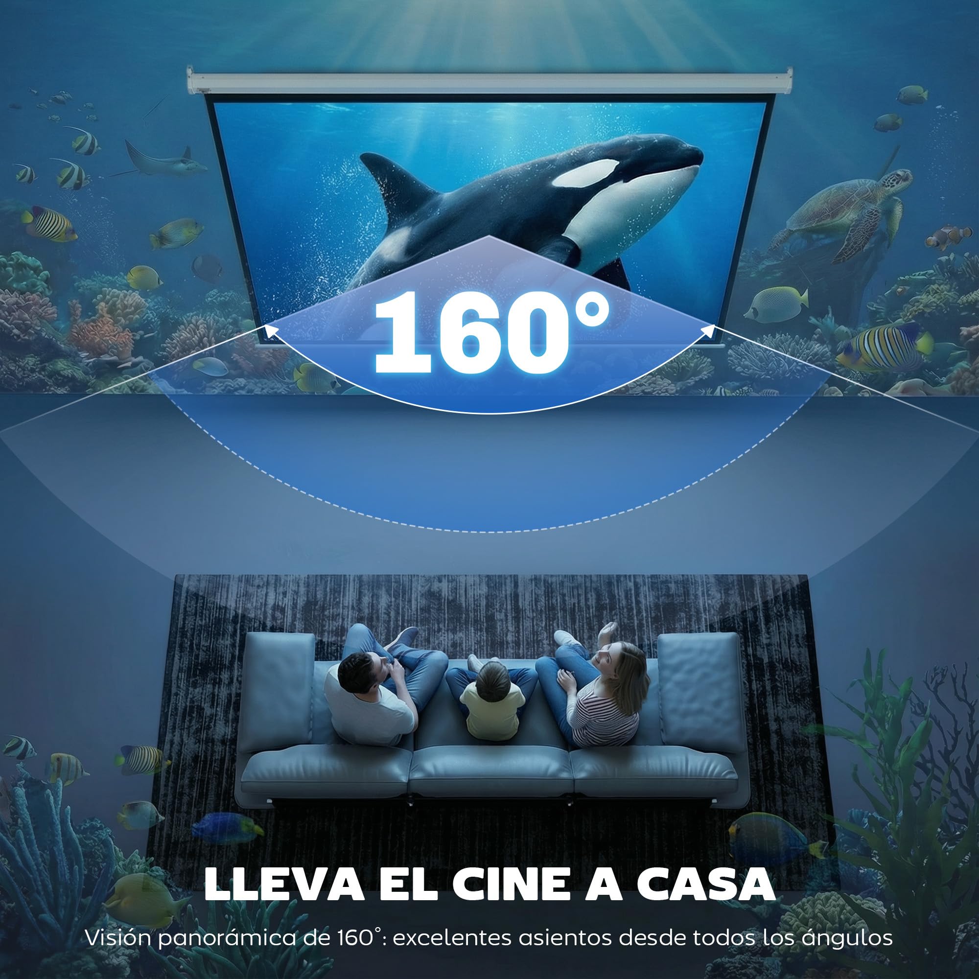 HOMCOM Pantalla de Proyector Eléctrica 84 Pulgadas 4:3 con Mando a Distancia Tela de Proyección 171x130 cm Blanco