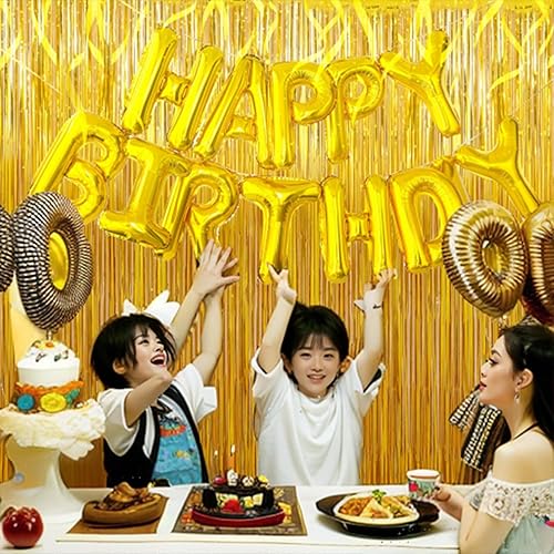 Miniatura 4 de Paquete de 2 cortinas de flecos dorados, 3.2 pies x 8.2 pies de papel de oropel metálico, cortinas de fondo para cabina de fotos, bodas,