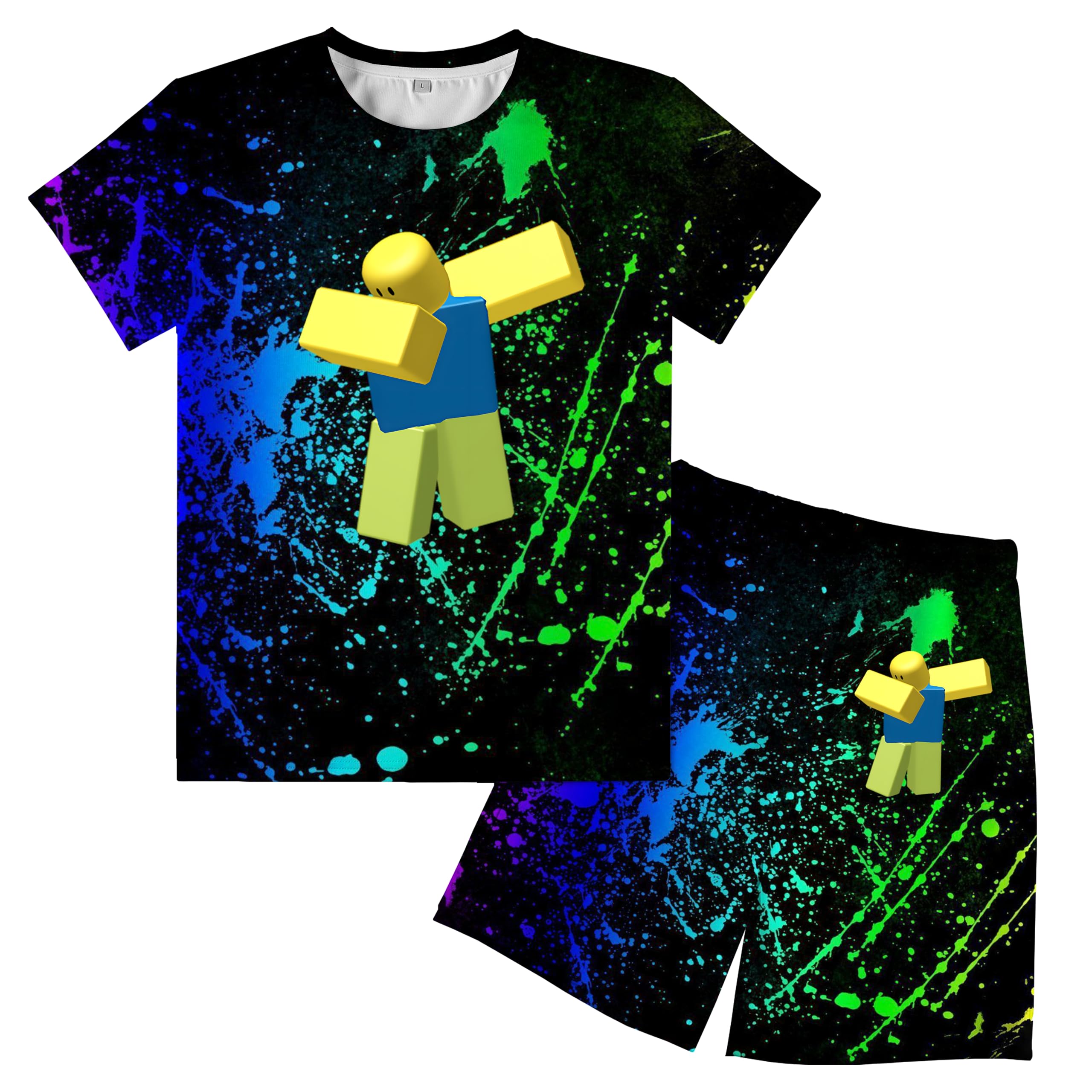 Generic Cartoon Game T-Shirt Shorts Sets Fashion Short Sleeves Shirt Suit For Boys And Girls