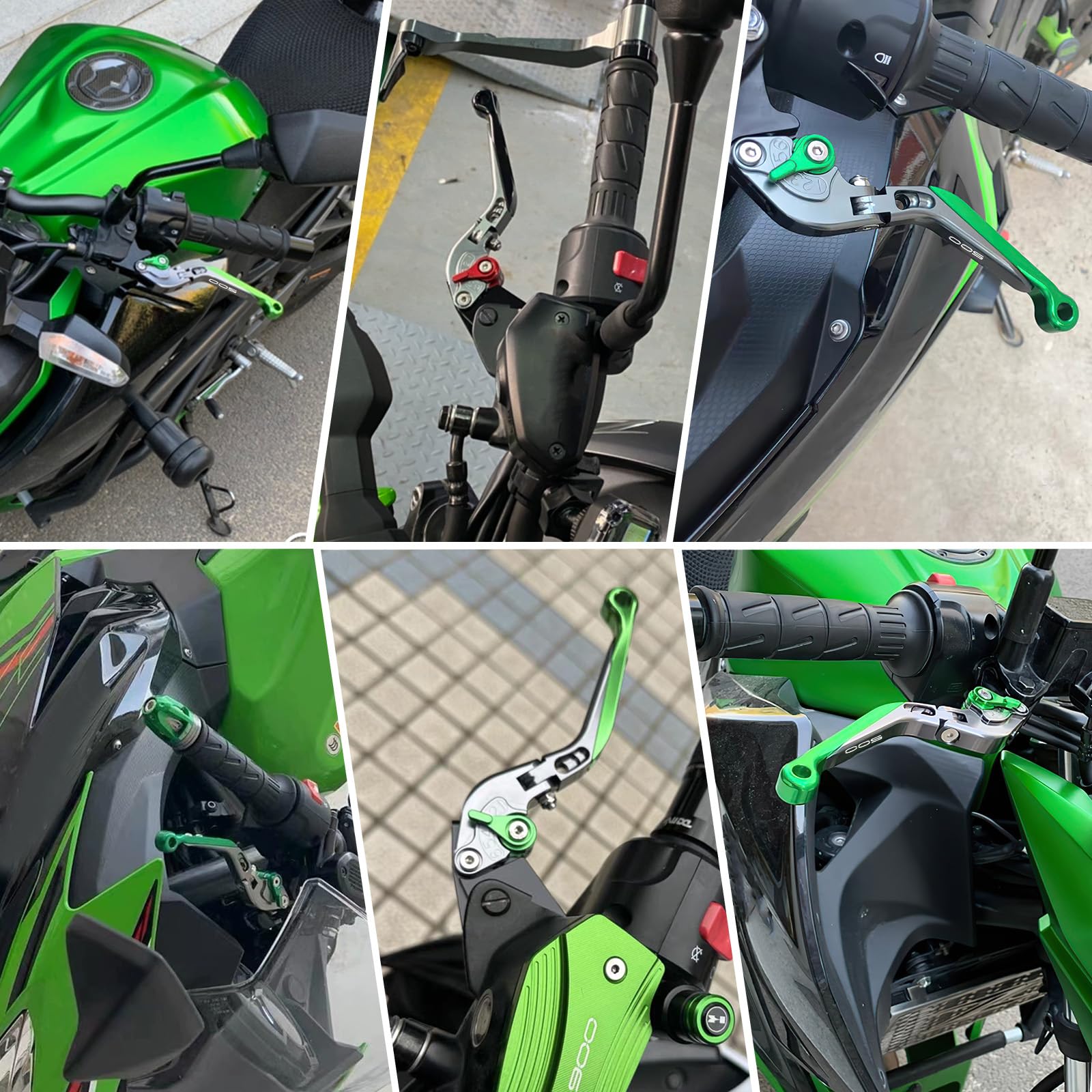 Set di leve per frizione e freno regolabili, per moto Kawasaki NINJA500 Ninja 500 Z500 Z 500 SE 2024 2025 (verde)