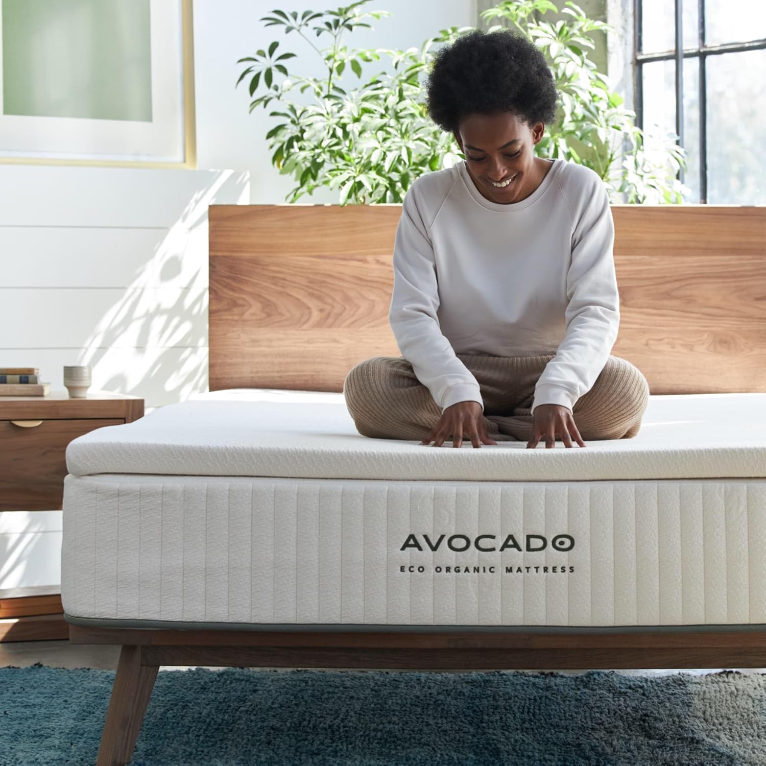 Avocado Eco Organic Latex Mattress Topper - Medium - 2 inch - Organic Cotton Zipper Cover (GOTS & GOLS Certified Organic), Queen Size 2 inch Queen Topper w/ Organic Cotton Zipper Cover