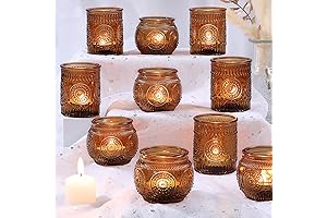 Enchanting 12-Piece Amber Votive Candle Holders
