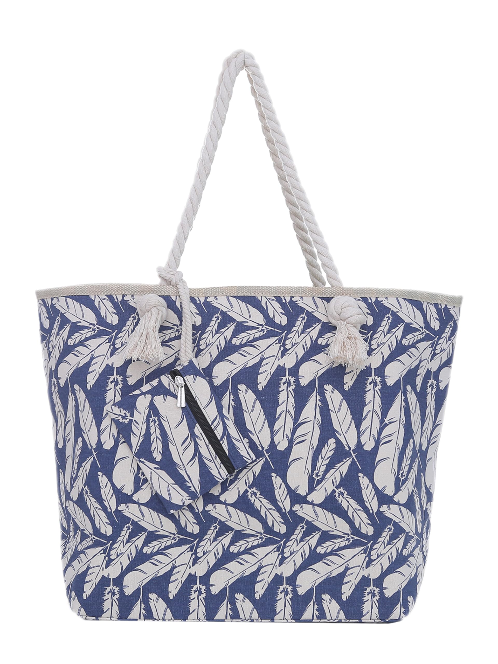 DonDon Strandtasche XXL mit Reißverschluss - Umhängetasche Damen, Shopper Tasche Damen im Beach Look mit Schulterriemen - Urlaub Must Haves Beach bag