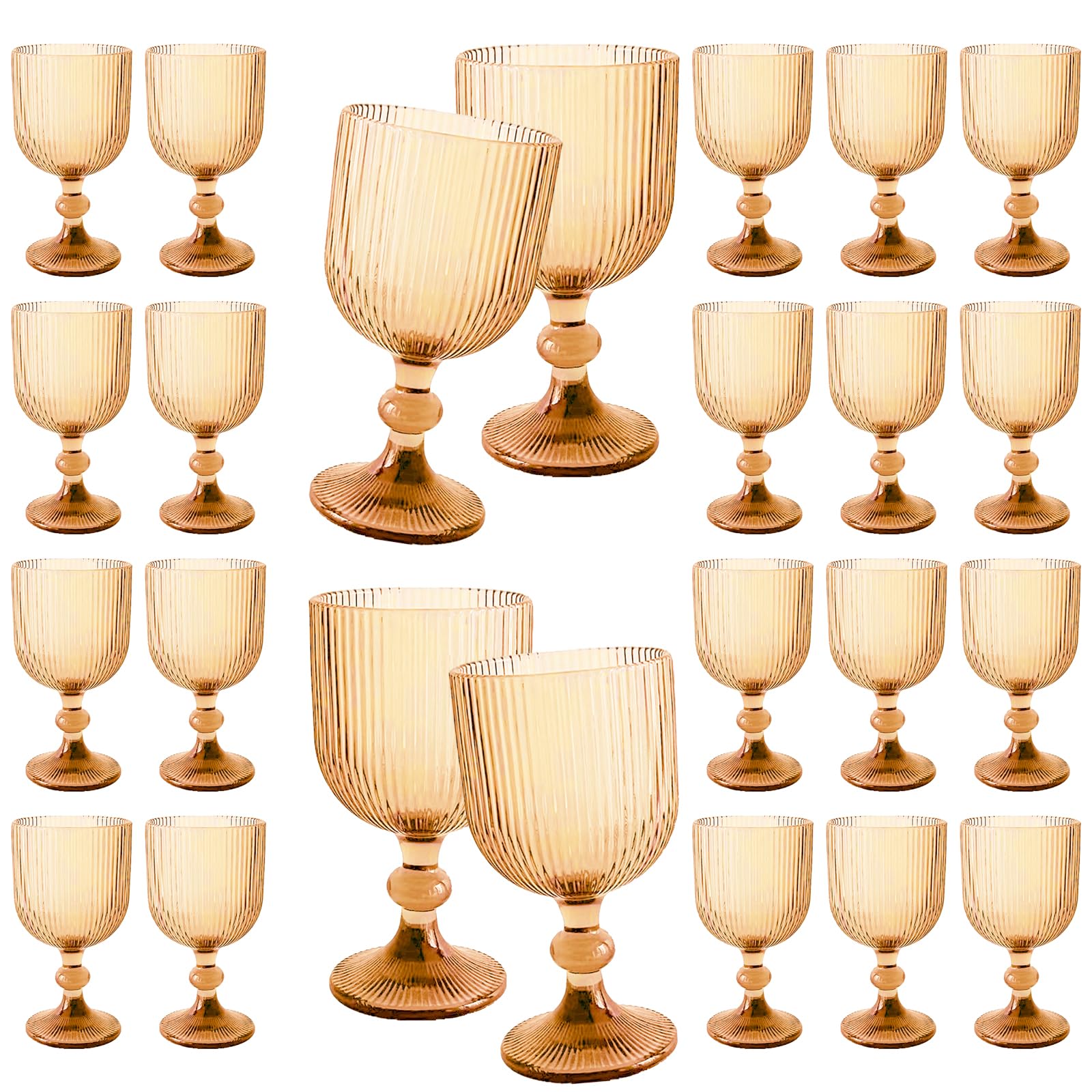 Amazon.com | 24 Pcs Vintage Wine Glasses, 11 Ounces Colored Glass Water  Goblets, Colorful Unique Embossed Pattern High Clear Stemmed Glassware  Wedding Party Bar Glass Drinking Cups Vertical Line Amber Set of