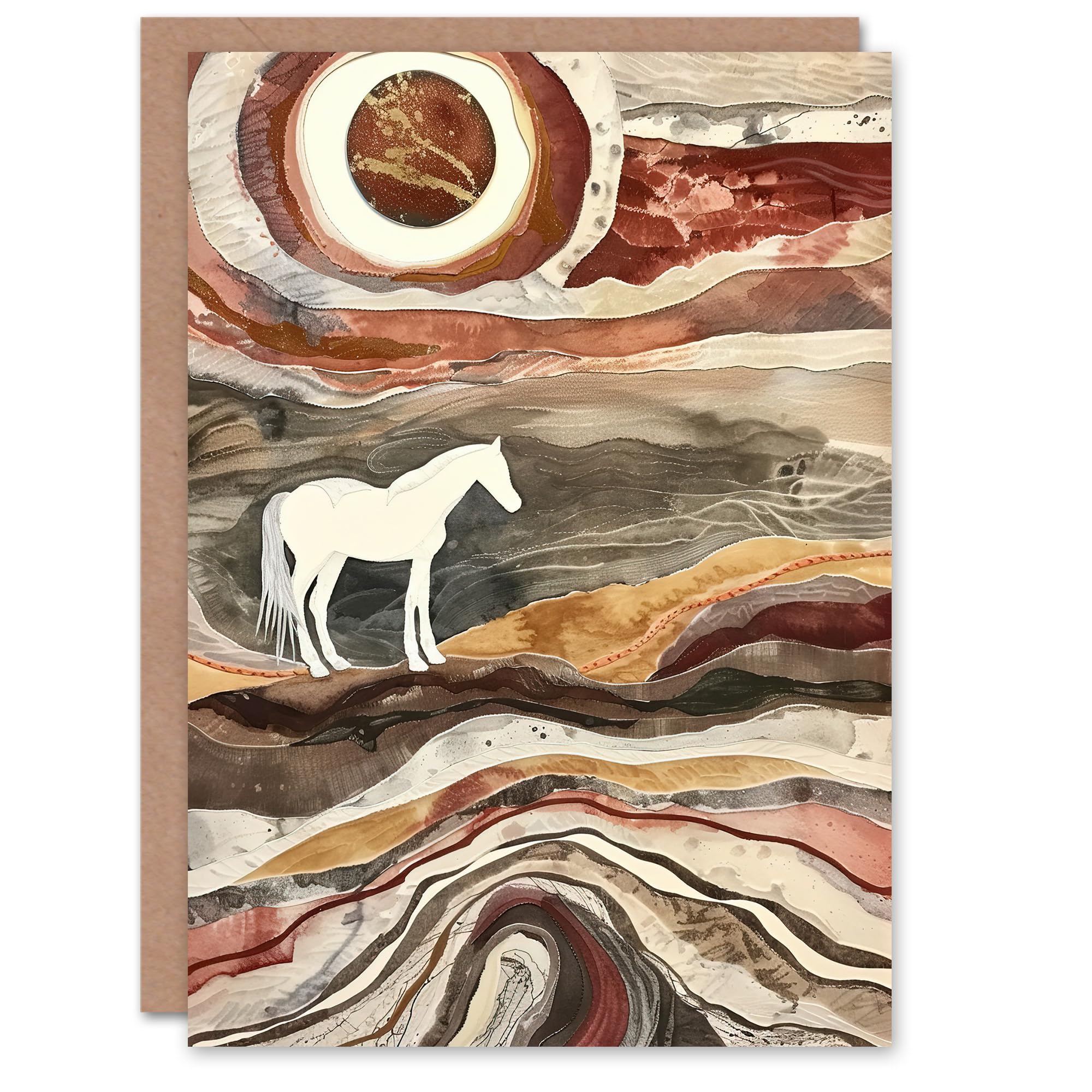 Artery8 Greeting Card White Horse Abstract Camargue France Landscape Blank For Him Or Her Art Birthday Card
