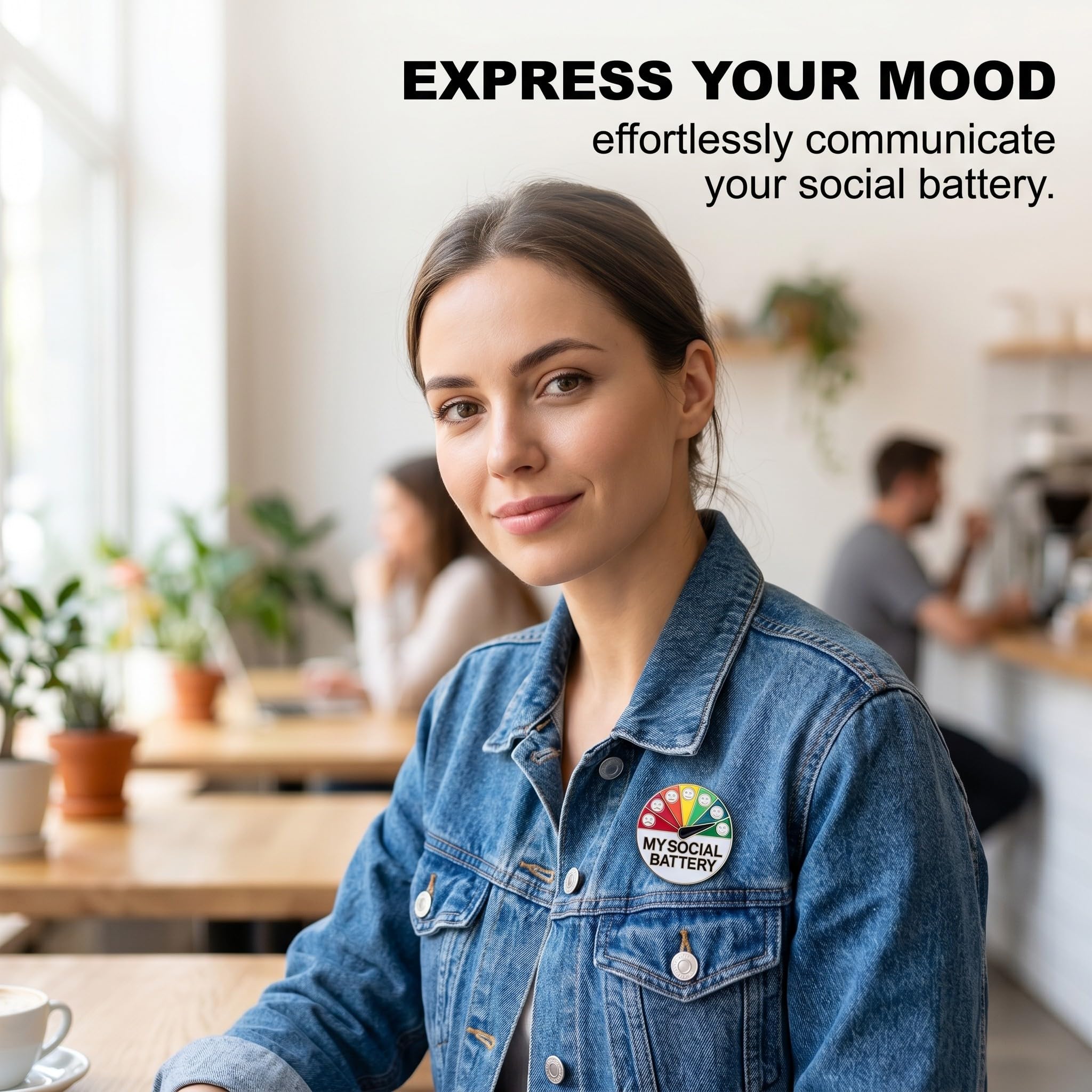Pin Batería Social, 2 Piezas Broche de Estado de Ánimo Divertido para 7 Días, Pin Social Battery Interactivo de Metal con Bolsa de Terciopelo, Pines para Ropa y Mochilas, Oro y Plata — view 2