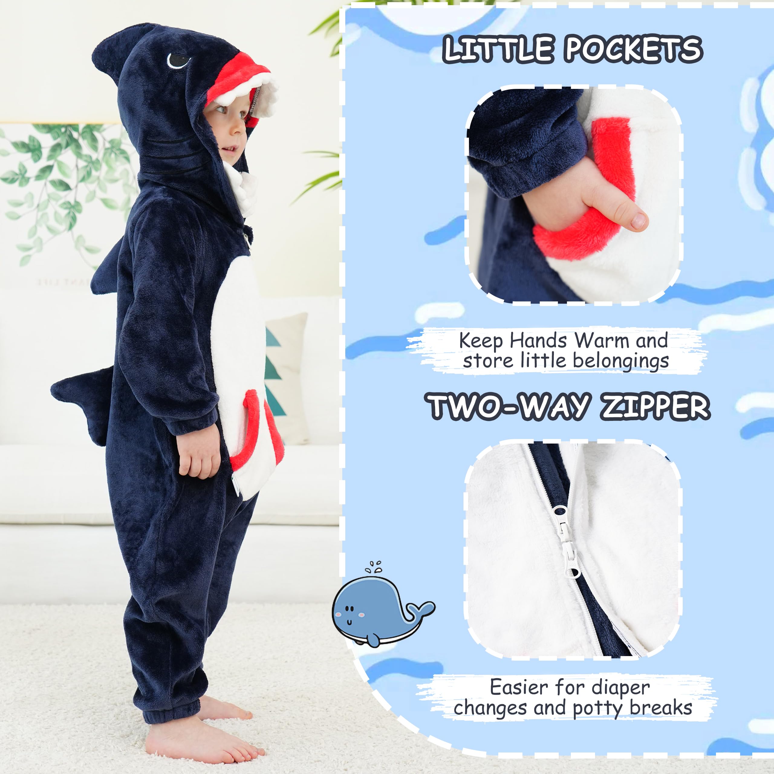 LOLANTA Costume da Animale per Bambino Unisex, Costume da Animale con Cappuccio per Bambino, Tuta Sindacale in Flanella