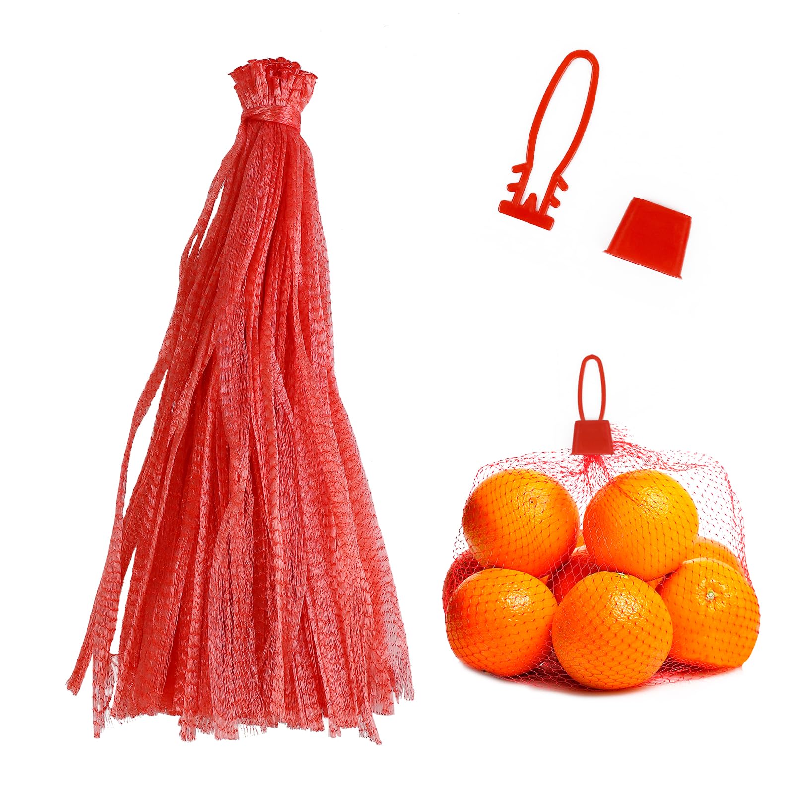 100 Sacchetti A Rete Riutilizzabili 50 Cm – Nylon Rosso Con Chiusure. Ideali Per Frutta, Verdura, Patate E Frutti Di Mare. La Scelta Ecologica Per La Spesa!