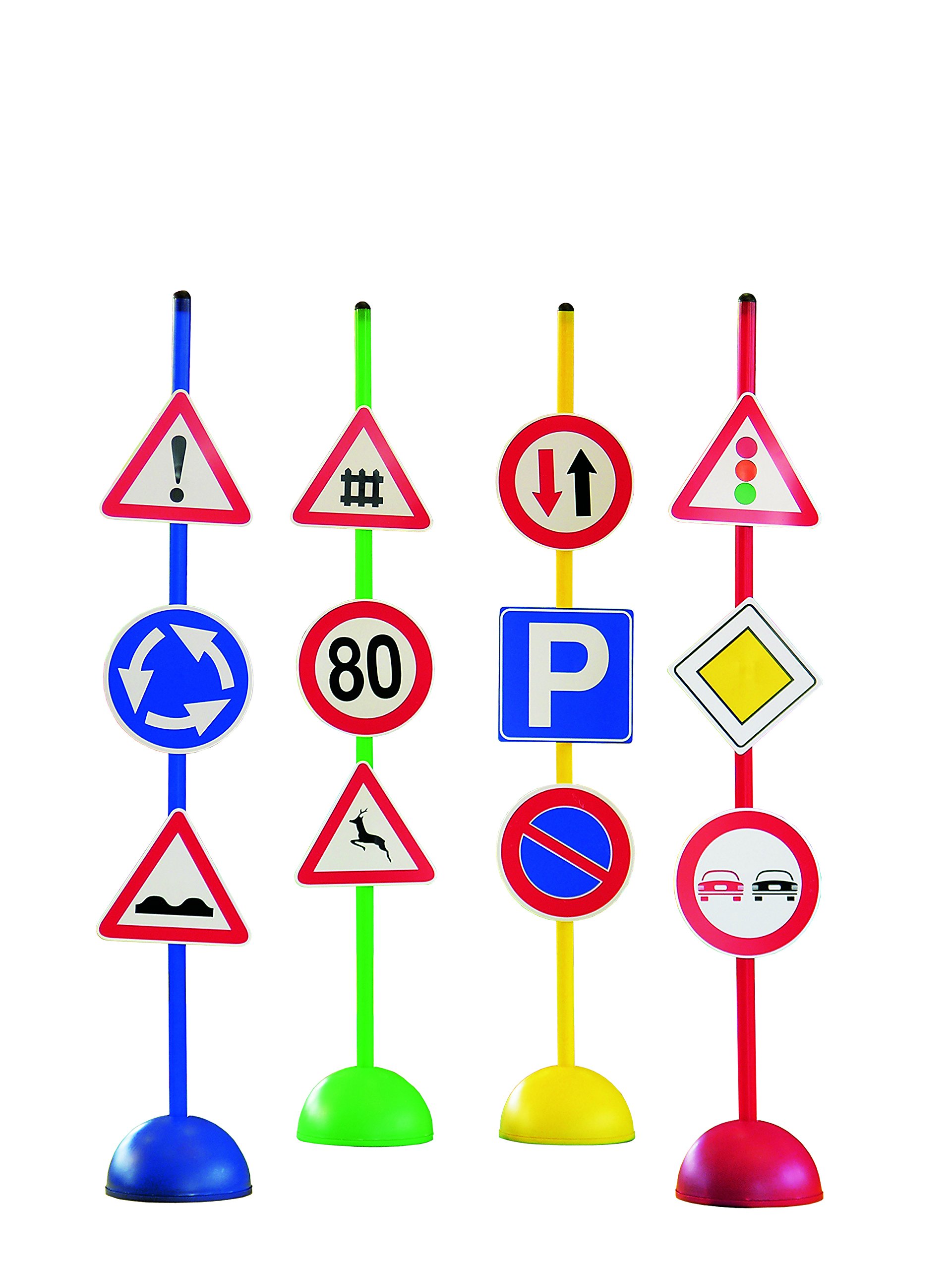 Italveneta Didattica Segnali Stradali per Bambini, Set di 12 Segnali Educativi, Colori Misti: Rosso, Giallo, Verde, Blu, Gioco Didattico Interattivo, Made in Italy