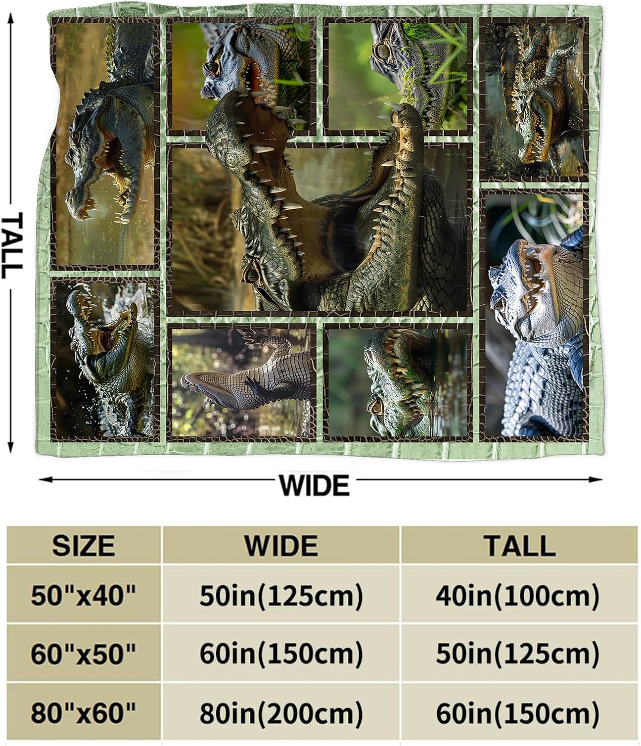 Crocodile Blanket Alligator Throw Blanket Cozy Plush Fleece Flannel Animal Blankets Lightweight Fuzzy Party Gifts for Girls Boys Women Men 50"X40" - Image 5