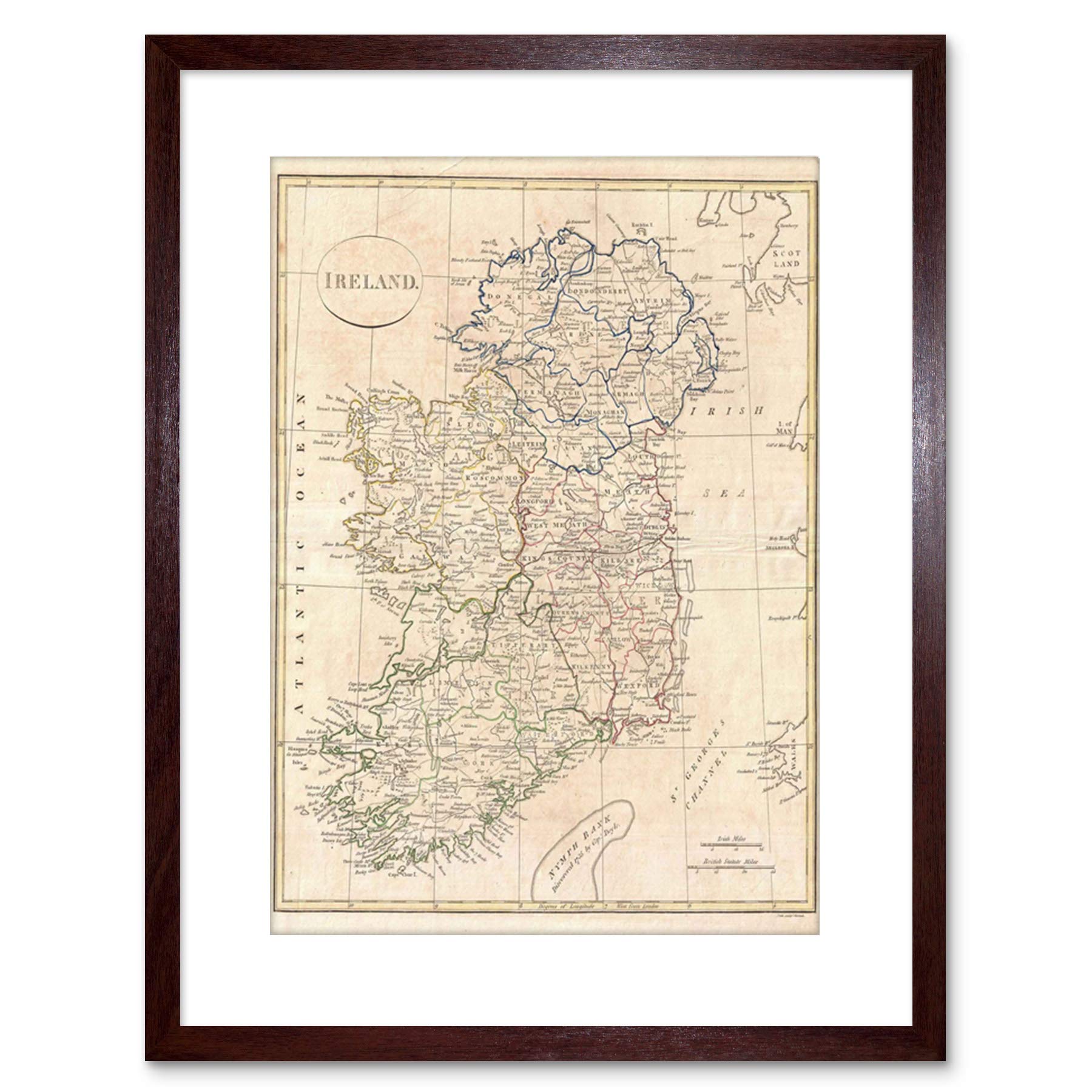 Wee Blue Coo 1799 Clement Cruttwell Map Ireland Framed Wall Art Print