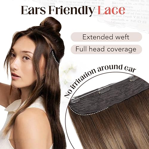 Miniatura 5 de XDhair Extensiones de cabello humano real con alambre con reflejos, color rubio decolorado, 14 pulgadas, 2.29 oz, extensiones de cabello con alambre