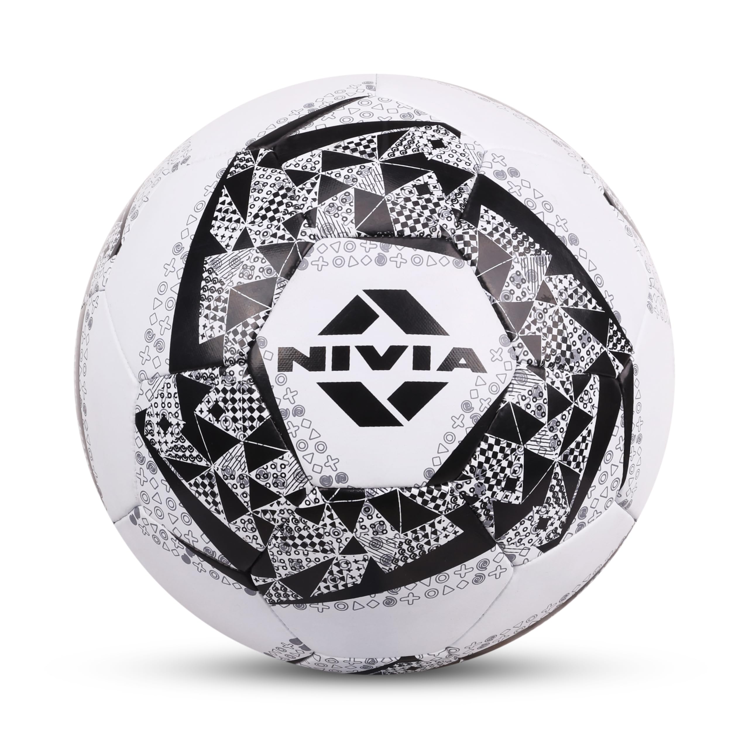 Nivia Black & White Football Ball for Men/Women, Rubberized Stitched, Suitable for Hard Ground Without Grass, Training Football Ball, Soccer Ball, Size - 5
