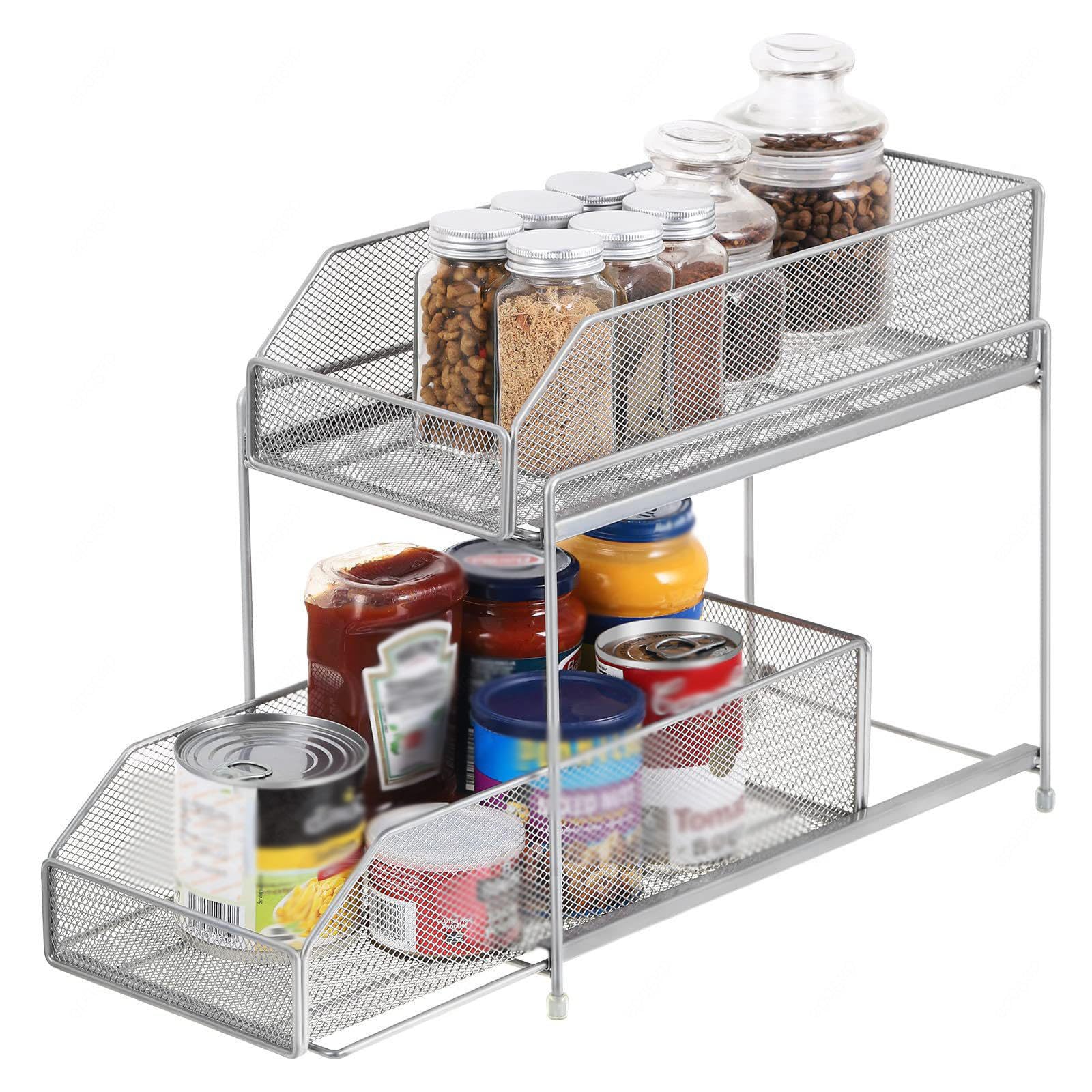 ZQFHSX Under Sink Organizer 2 Tier Double Sliding Drawers - Pull-out Storage Rack for Kitchen and Bathroom Cabinet Organizing