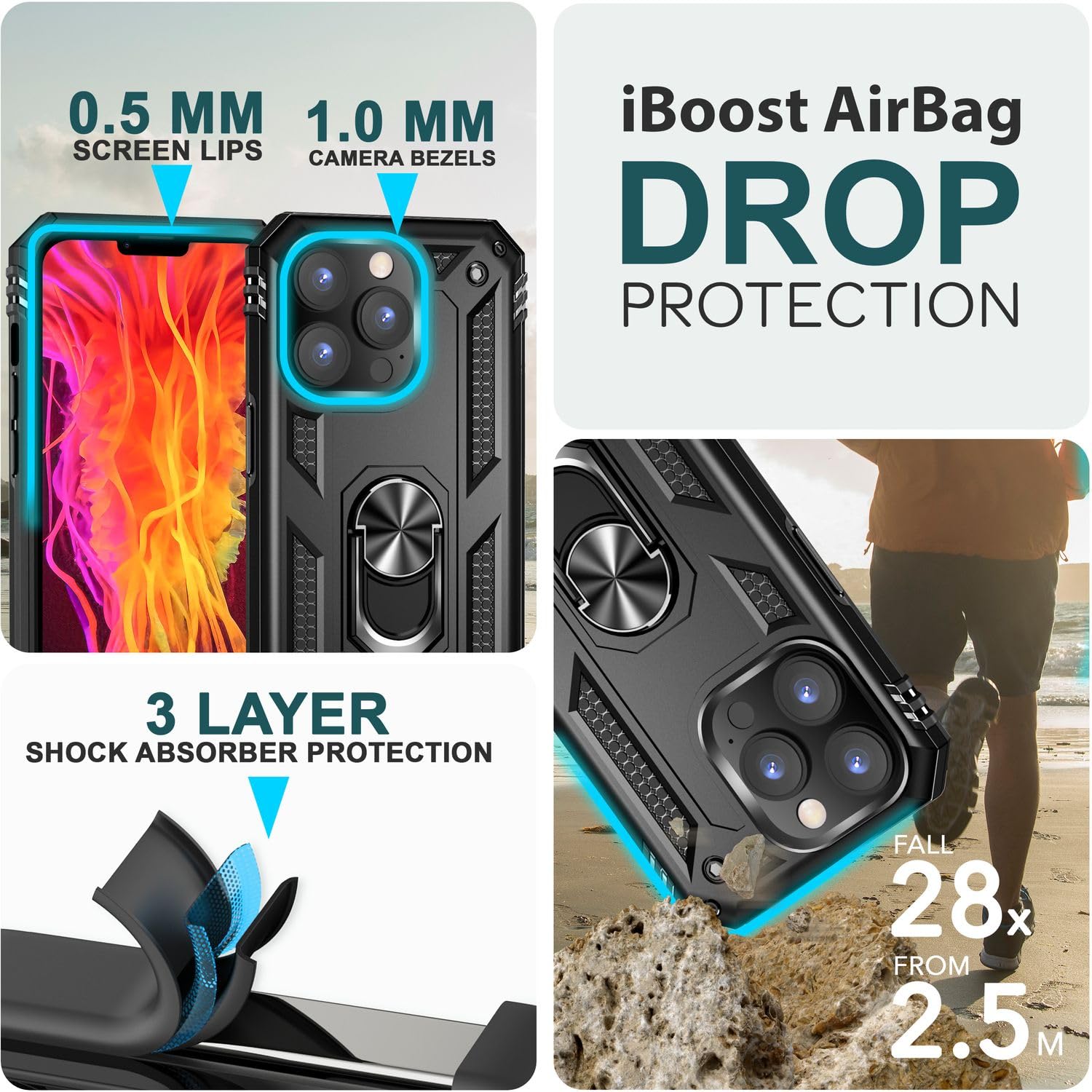 NALIA Cover Con Anello Stile Militare Compatibile Con IPhone 15 Pro Max