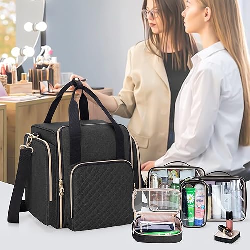 Miniatura 8 de LUXJA Bolsa de maquillaje con 4 fundas extraíbles Negro -