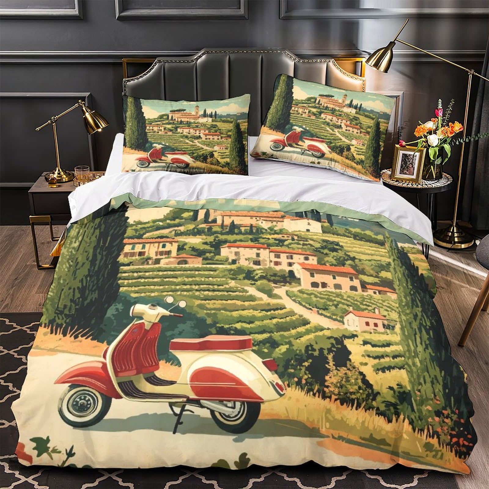 Housse de couette Lévrier Italien 3D pour décorer une chambre d'enfant lit double 200x200