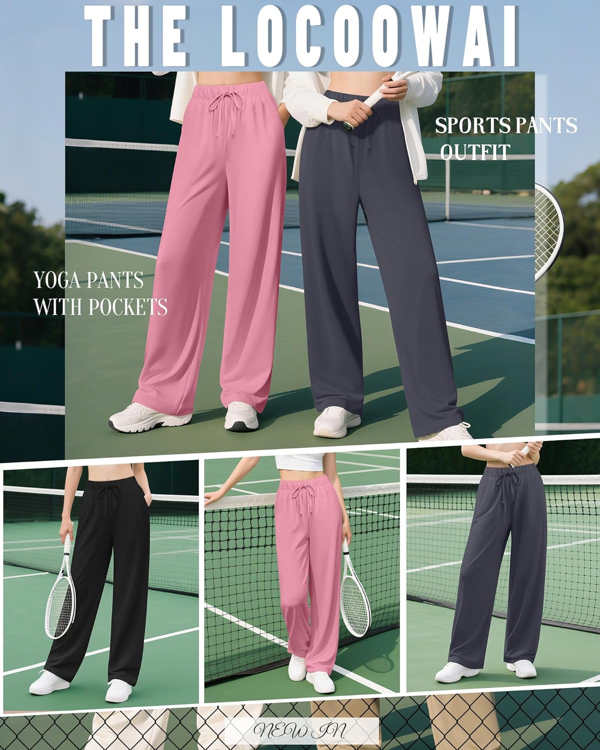 3 Pack Women's Wide Leg Sweatpants Yoga Workout Jogger Pants High Waist Drawstring Straight Trousers with Pockets - Image 2