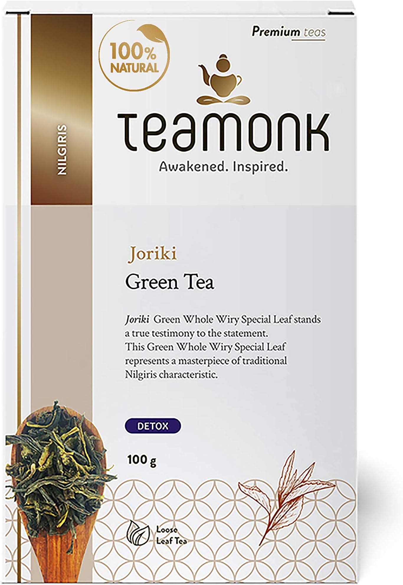 Teamonk Joriki High Mountain Green Tea (50 Cups) - 100 g Bag. Helps in Digestion and Reduce High Cholestrol. Whole Loose Leaves (No Powder)
