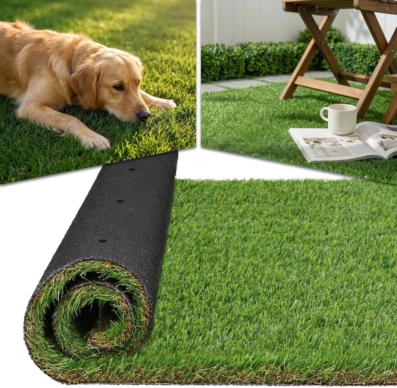 XLX TURF Premium Artificial Grass Runner Rug 3FT X 15FT, 1.38" Pile Hieght Realistic Fake Grass for Dogs Kennel Playgrond Turf Mat - High Drainage & Pet Friendly