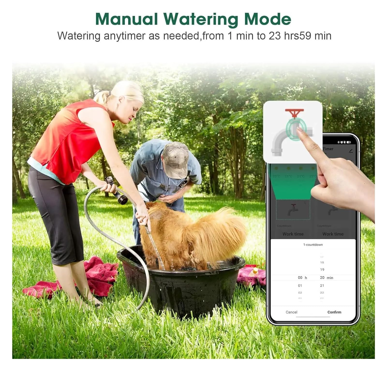 Timer automatico for irrigazione con doppio tubo da giardino, sistema di irrigazione, programmatore for irrigatori(Wifi Hub EU)