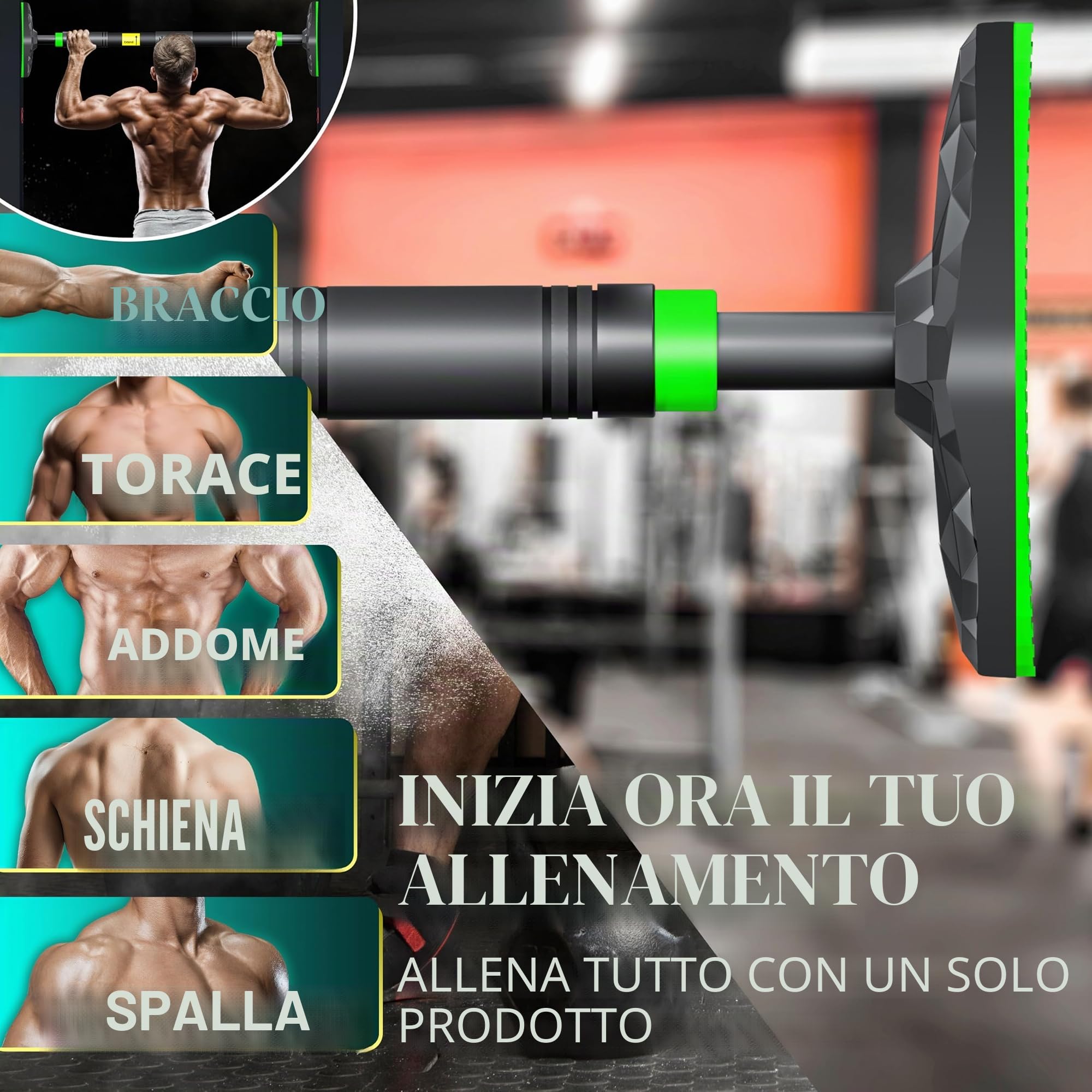 KESSER® Barra per trazioni regolabile, telaio porta allungabile 68-106 cm, 300 kg, maniglie antiscivolo