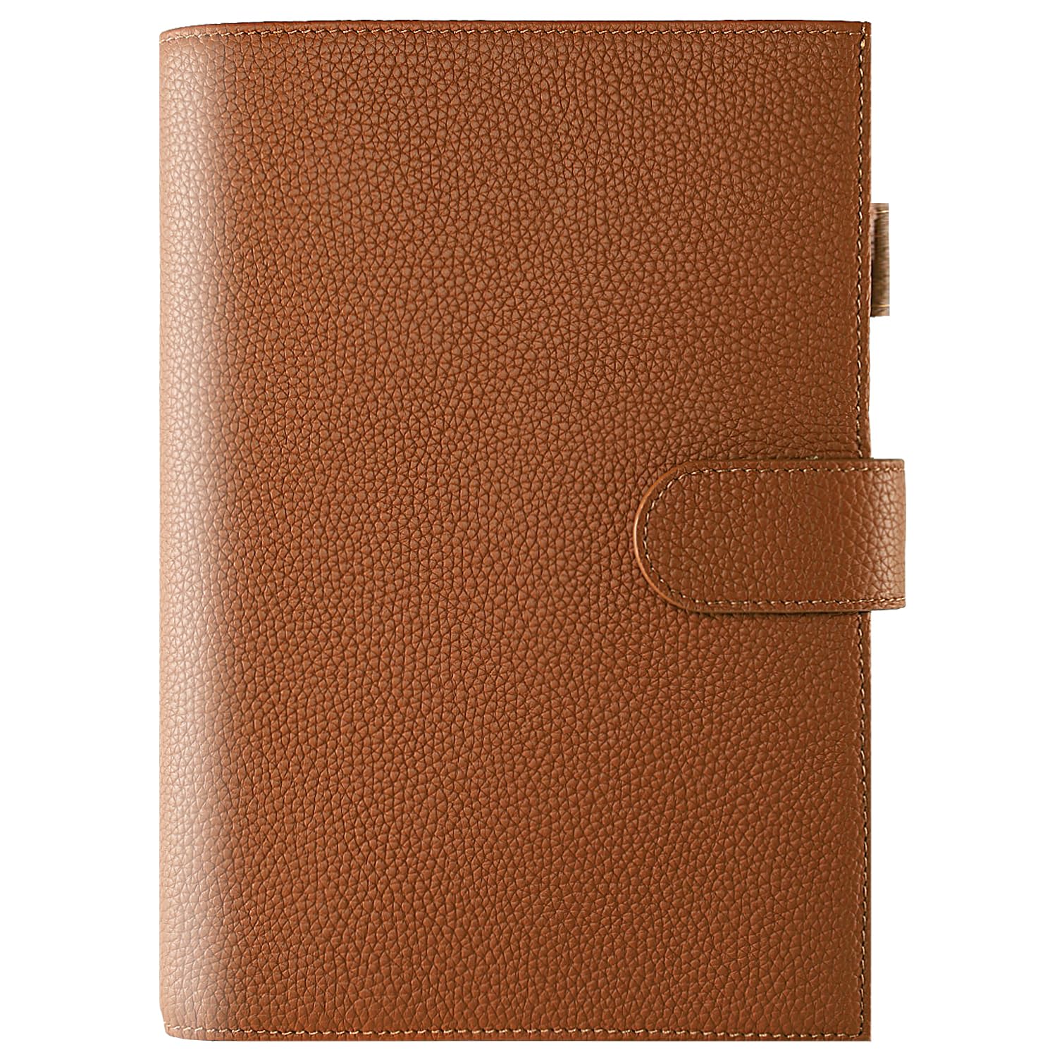 Copertina in pelle A5 – Deluxe Planner Cover adatta per Hobonichi, Stalogy, Midori Planner e molto altro – con passante per penna, slot per schede, tasca posteriore e segnalibri (marrone)