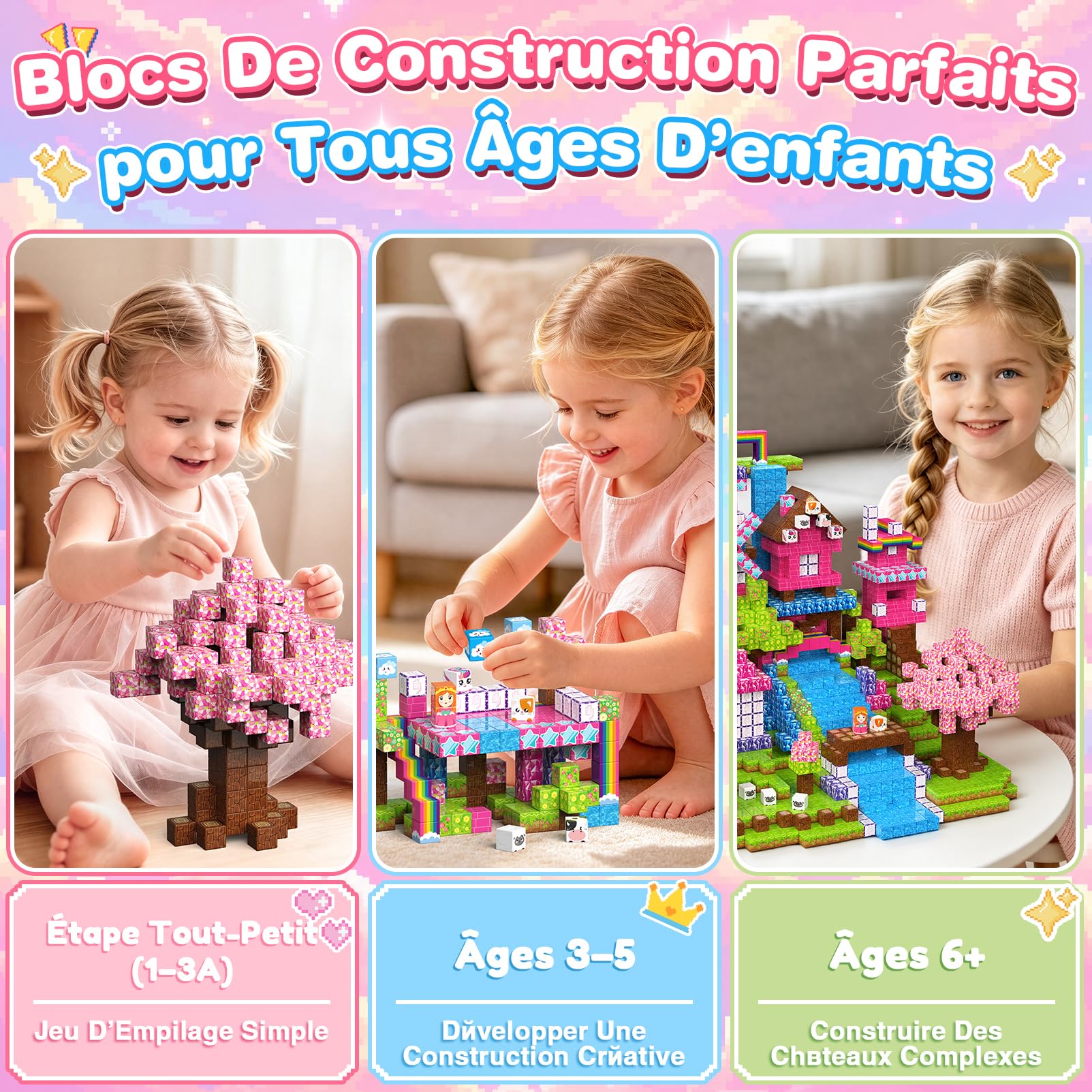 Cube Magnétique, 150 PCS Magnetic Blocks Jeux Magnetique Enfant Jouet 3 Ans