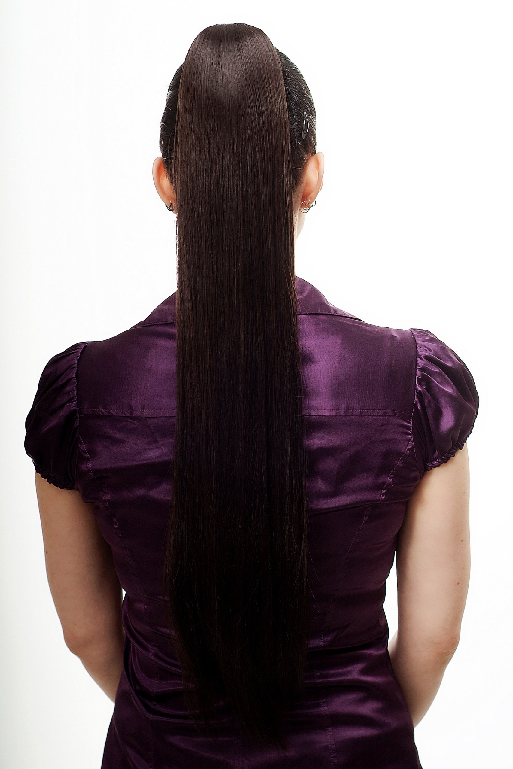 WIG ME UP - Hairpiece PONYTAIL with Claw Clamp/Clip extremely long straight & smooth dark brown T113-4 70 cm - Image 2