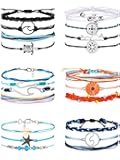 21 Pieces Surfer Wave Bracelet Ocean Wave Adjustable Waterproof Handmade Friendship Bracelet Anklet Jewelry for Women