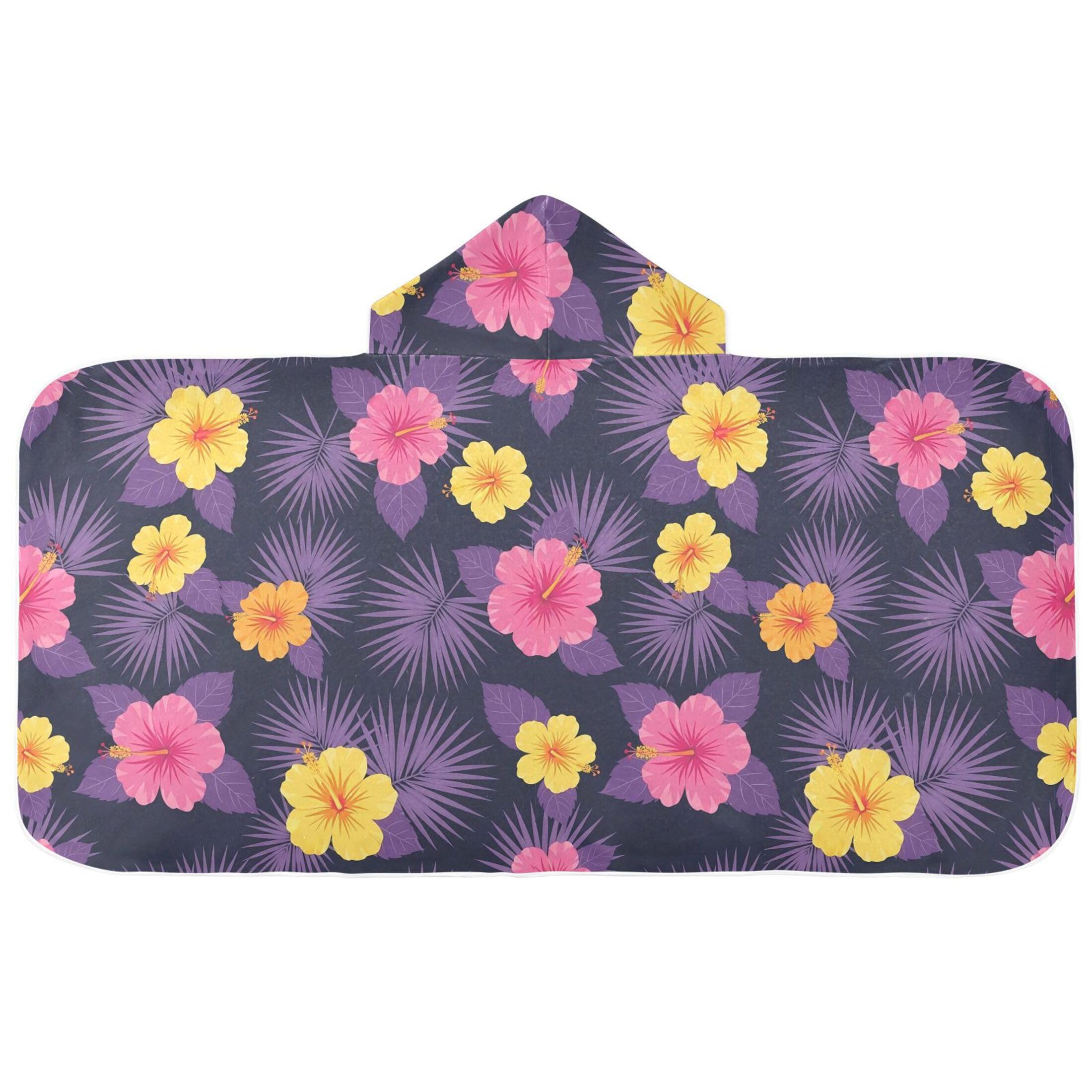Fuauuyl Hibiscus Leaves Hooded Baby Bath Towel Soft & Breathable Towel for Newborns Infants Toddlers, Nursery Essential