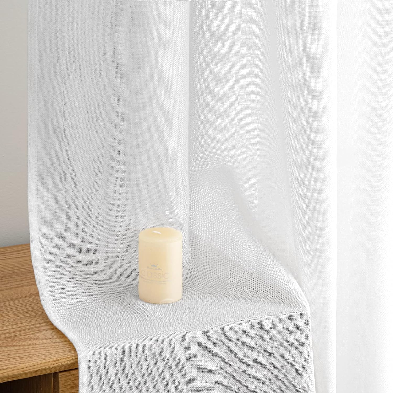 MIULEE Tende Lino con Anelli Effetto Lino Soggiorno Moderna Tenda Voile Semitrasparenti Naturale 2 Pezzi, 140 x 280 cm Bianco