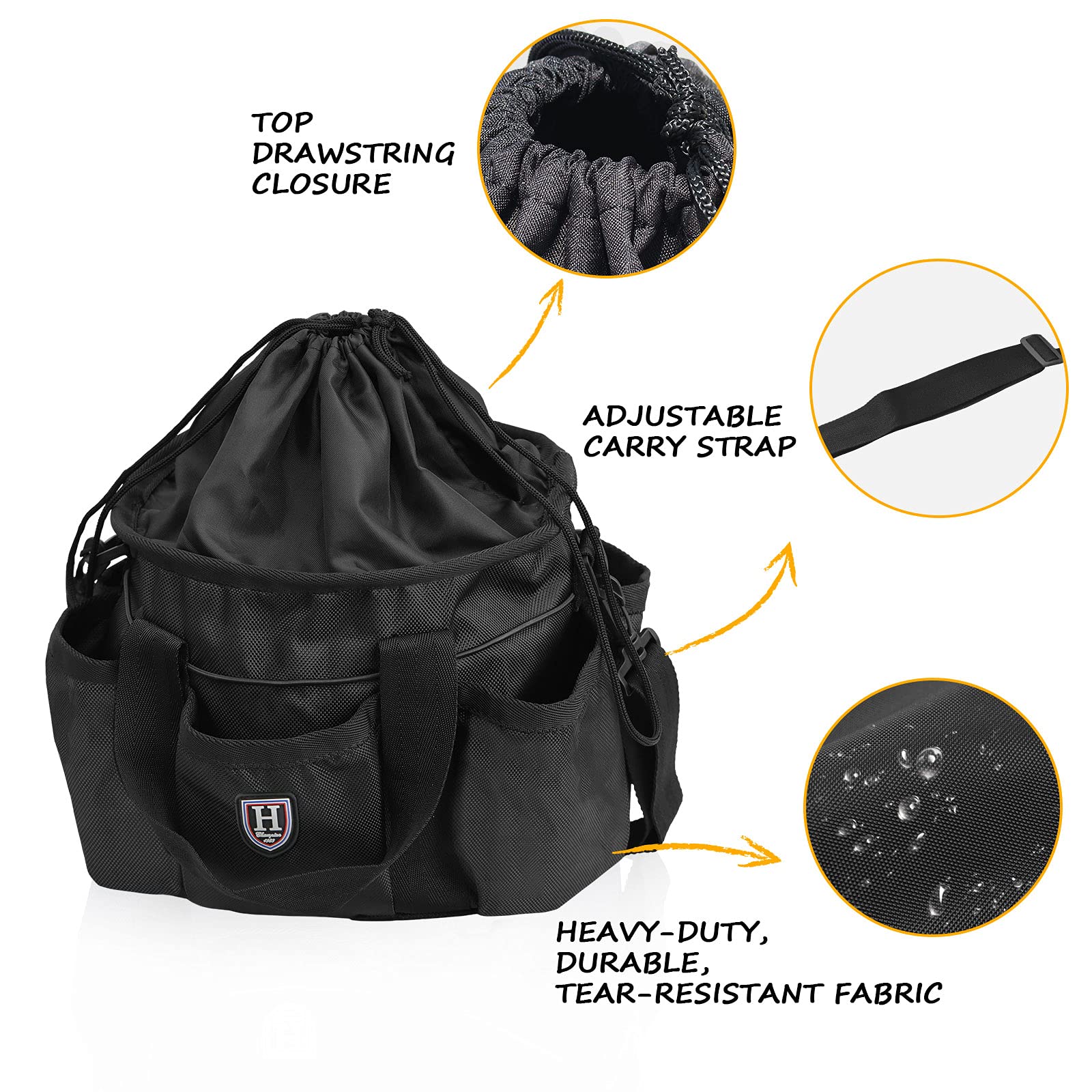 Harrison Howard Horse Grooming Kit 9-Piece Equine Care Series Horse Brush Sets With Organizer Tote Bag Black - View #7