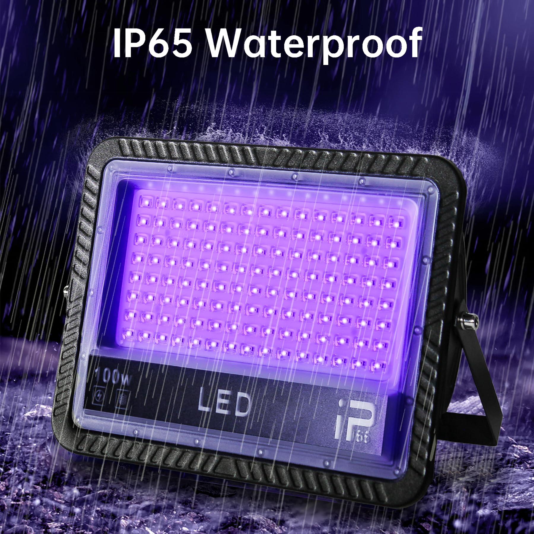 2 Piezas Luz Negra Ultravioleta 100W, Luces Negras UV, Impermeable IP66 Foco LED UV,385-400NM Black Light para Blacklight Party,Discoteca,Halloween,Fiesta,Pintura Corporal
