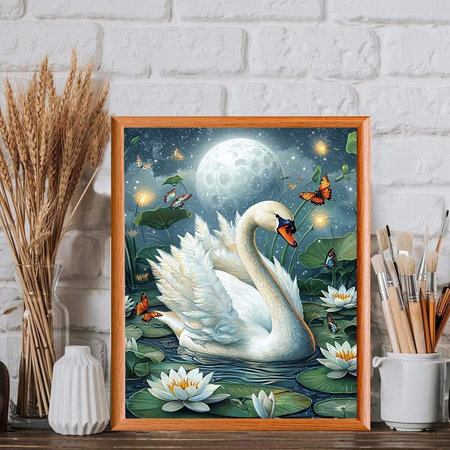 WEISHIWE Dipingere con i Numeri Adulti Ninfea e cigno, 60x80cm s-927