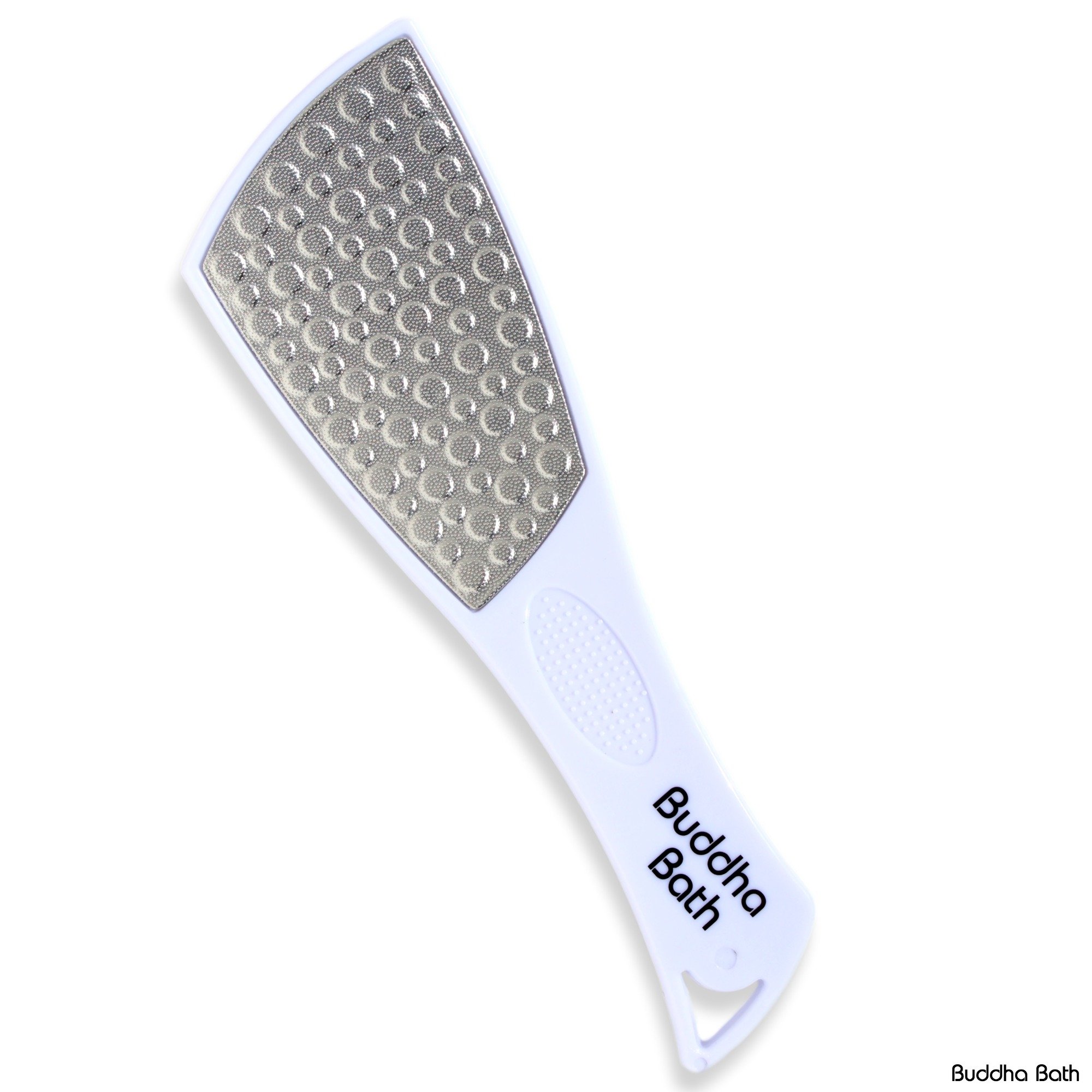 New! Buddha Bath Ultimate Pedicure Foot File, Use on Wet or Dry Feet, Dual Side Medical Grade Stainless Steel, Remove Dry Hard Callus Skin. (White)