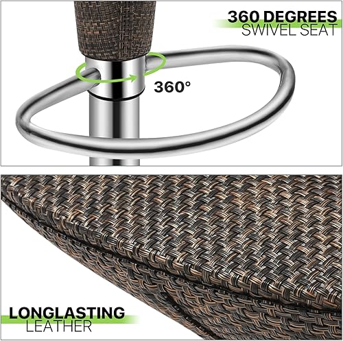 Miniatura 6 de Magshion Juego de 2 taburetes de bar con respaldo y brazos de piel sintética ajustable altura para clubes, oficinas, salas de estar