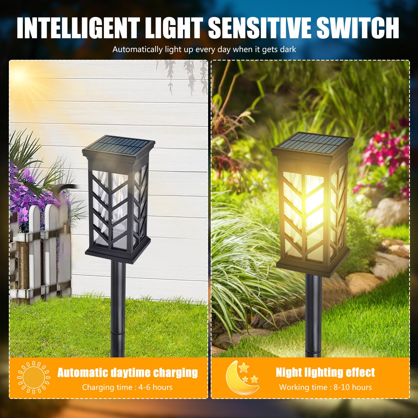 ACAREY Solarleuchten Garten, 4000K Warmweiß Solarlampen, IP65 Wasserdicht Solar Gartenleuchten, Wolfram Licht für Außen, Rasen, Terrasse, Hof (6 Stück)