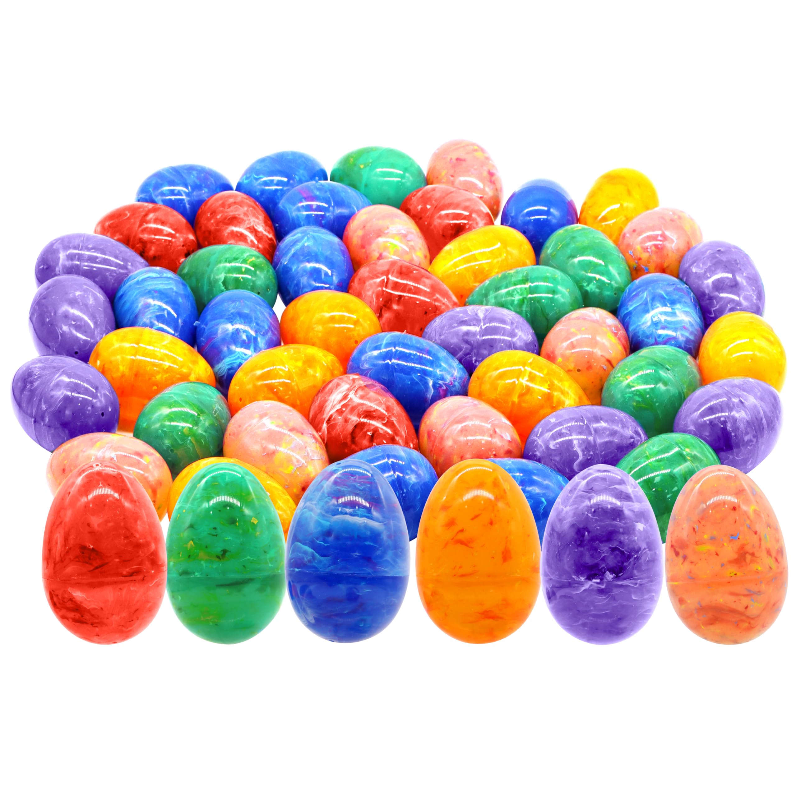 JOYIN 30 Pcs Plastic Iridescent Printed Bright Easter Eggs 3.15" Tall for Easter Hunt, Basket Stuffers Fillers, Classroom Prize Supplies, Filling