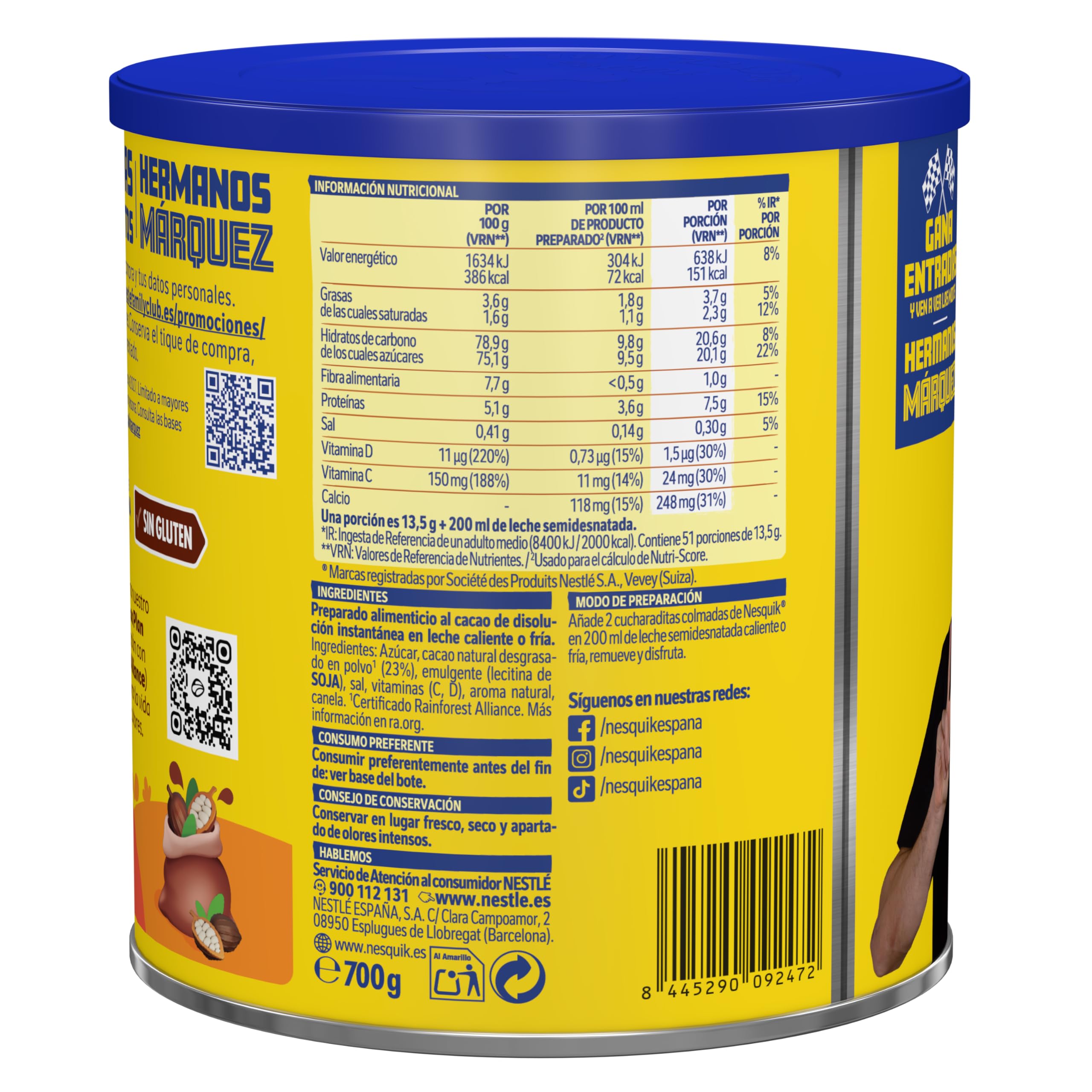 NESTLÉ NESQUIK Instantáneo Cacao Soluble 700g Lata