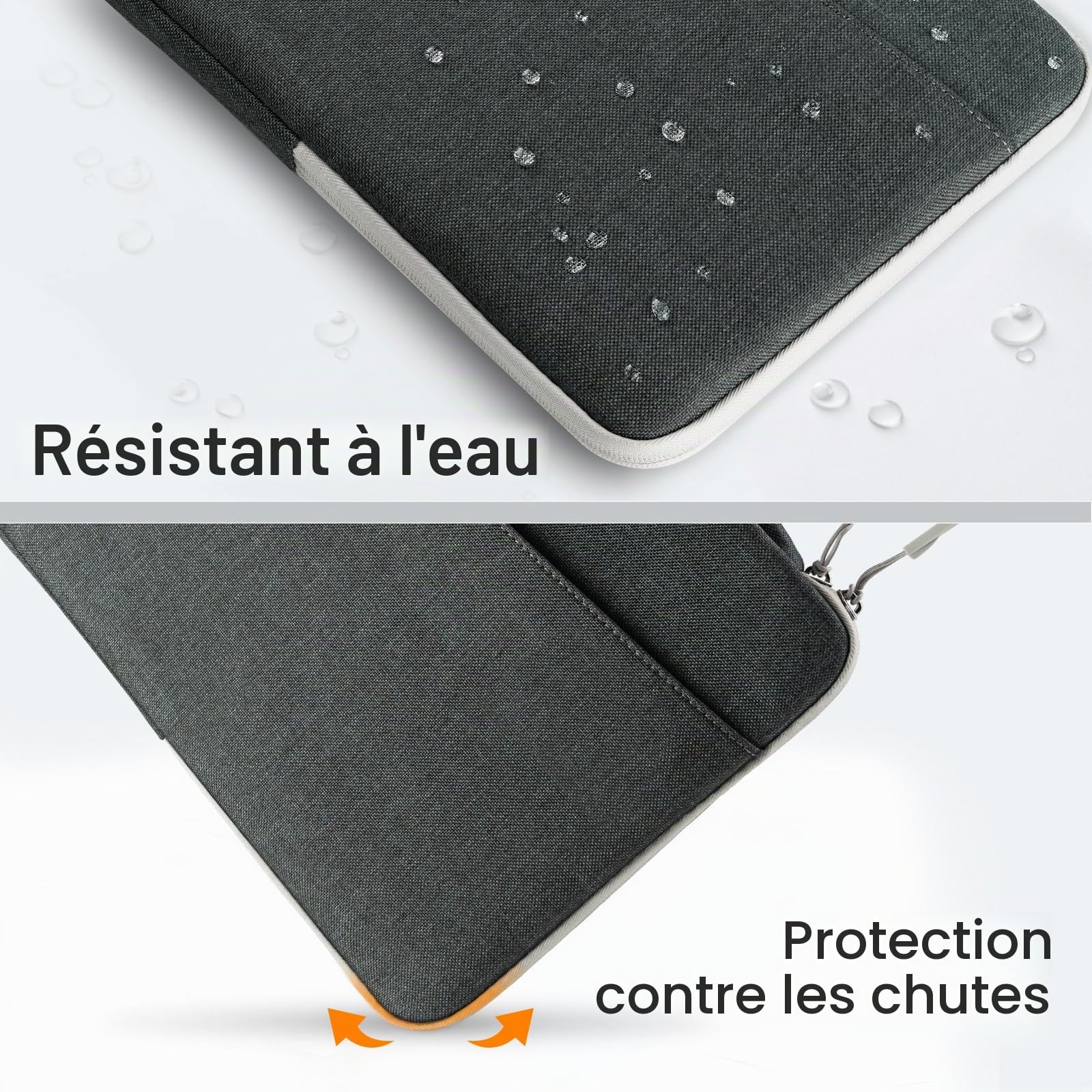JETech Housse Ordinateur Portable MacBook Neo A18 Pro 13-14 Pouces MacBook Air Pro M1-M5 2020-2026 Étanche Pochette Sacoche Poignée Gris foncé