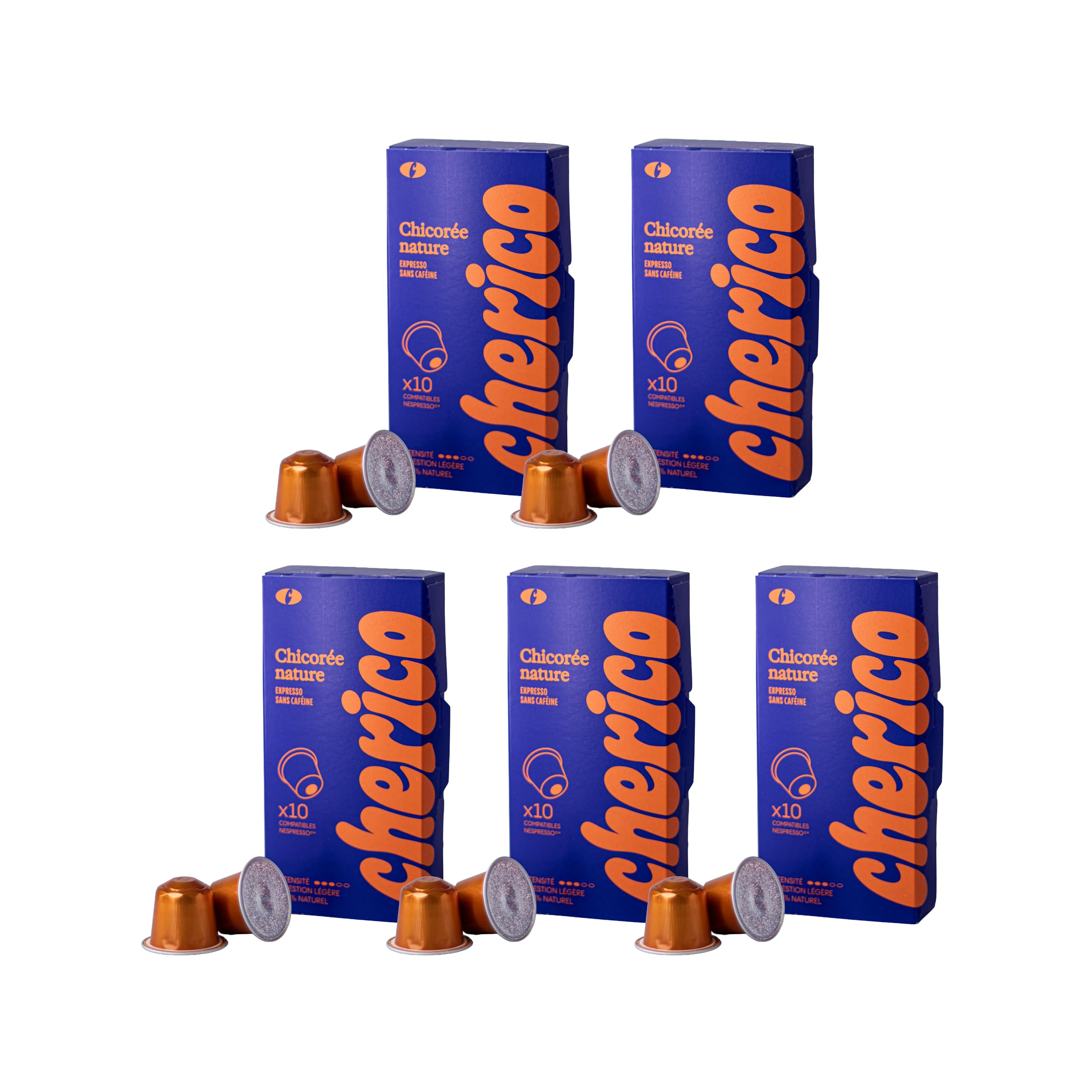 CHERICO 50 Capsules Chicorée Nature – Compatibles Nespr*sso | Alternative au Café Sans Caféine, Riche en fibres, Origine végétale, Notes toastées et noisette, Fabriqué en France