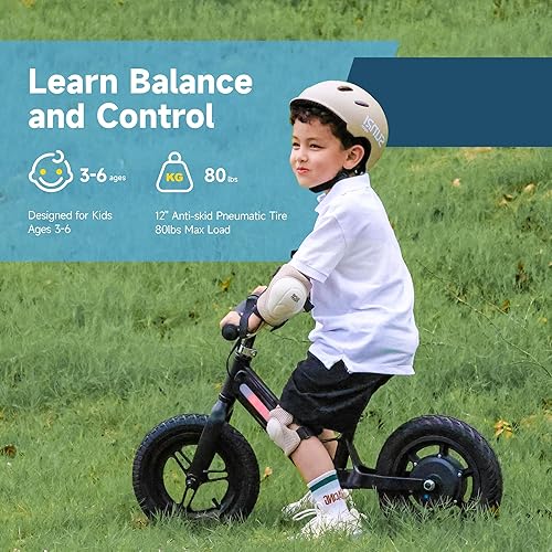 Miniatura 4 de Bicicleta eléctrica para niños de 3 a 6 años de edad, bicicleta de equilibrio de 24 V 180 W con luces LED coloridas y neumático inflable de 12