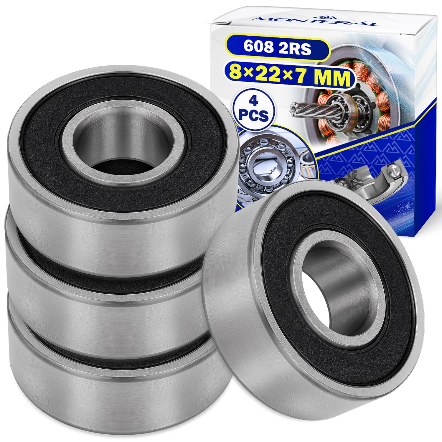 Rodamientos de Bolas 608 2RS 8x22x7 mm MONTERAL
