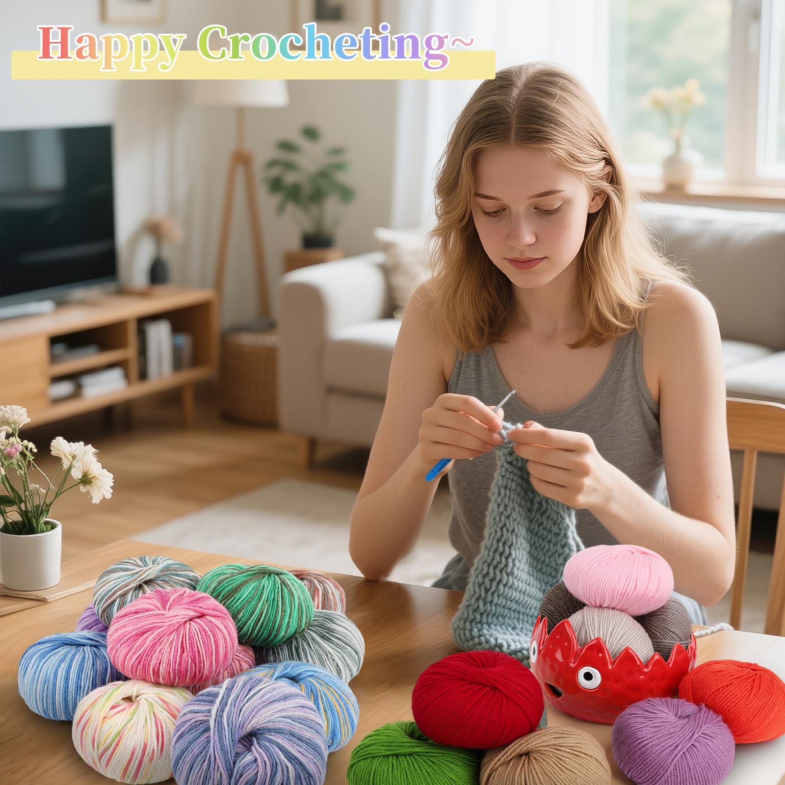 Coopay Wollgarn zum Häkeln & Stricken, 15 Knäuel Premium Wollgarne | Wollmischgarn, 60 % Wolle, 40 % Polyester, 50 g, 129 m, #3 DK-Garn für Kleidung, Schals, Decken, Schals (Mehrfarbig B)