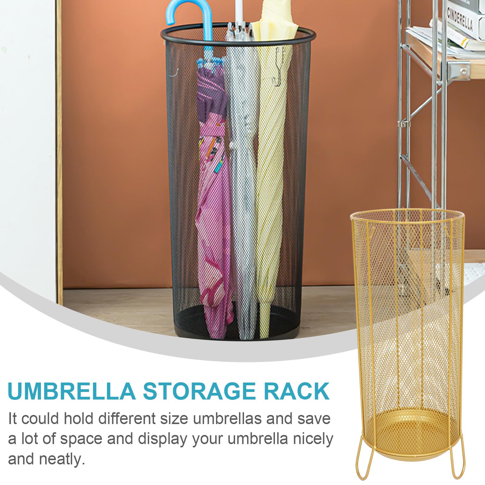 LIFKOME Portaombrelli per Canne Bastoni da Passeggio Ombrelli Portaombrelli in Metallo per La Decorazione 'home Office Free Stand Nero 54X21. 5X21. 5 Cm