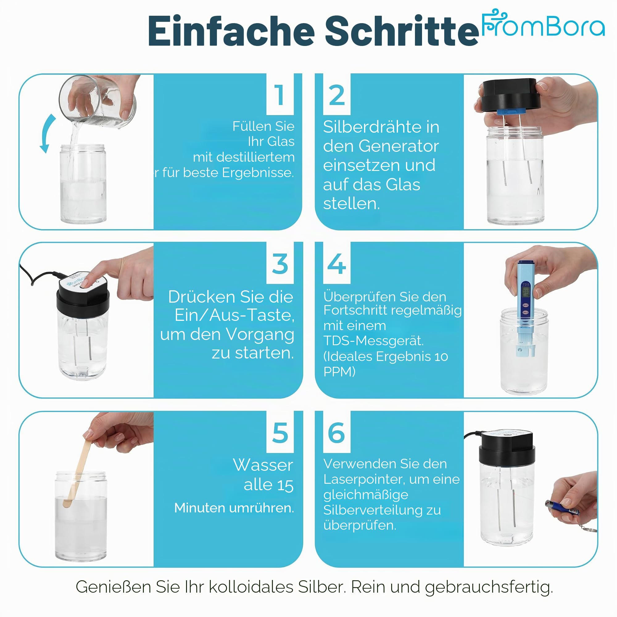 Kolloidales Silbergenerator-Kit - 99,99% reiner Silberdraht, TDS-Messgerät, Laser, Glas & Reisetasche - Konstantstrommaschine für echte Nanopartikel zu Hause