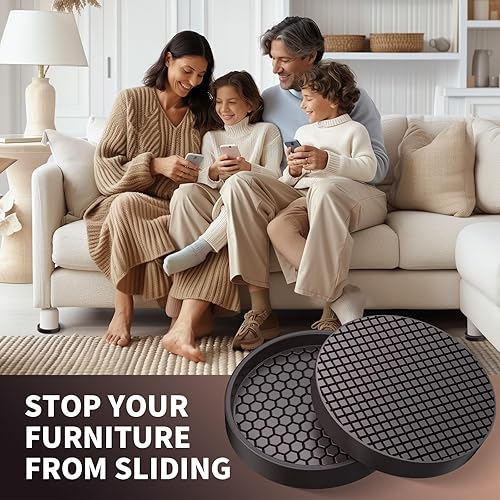 Miniatura 9 de Posavasos antideslizantes para muebles, almohadillas antideslizantes de 2.5 pulgadas para suelos de madera dura, 8 tazas redondas de goma para