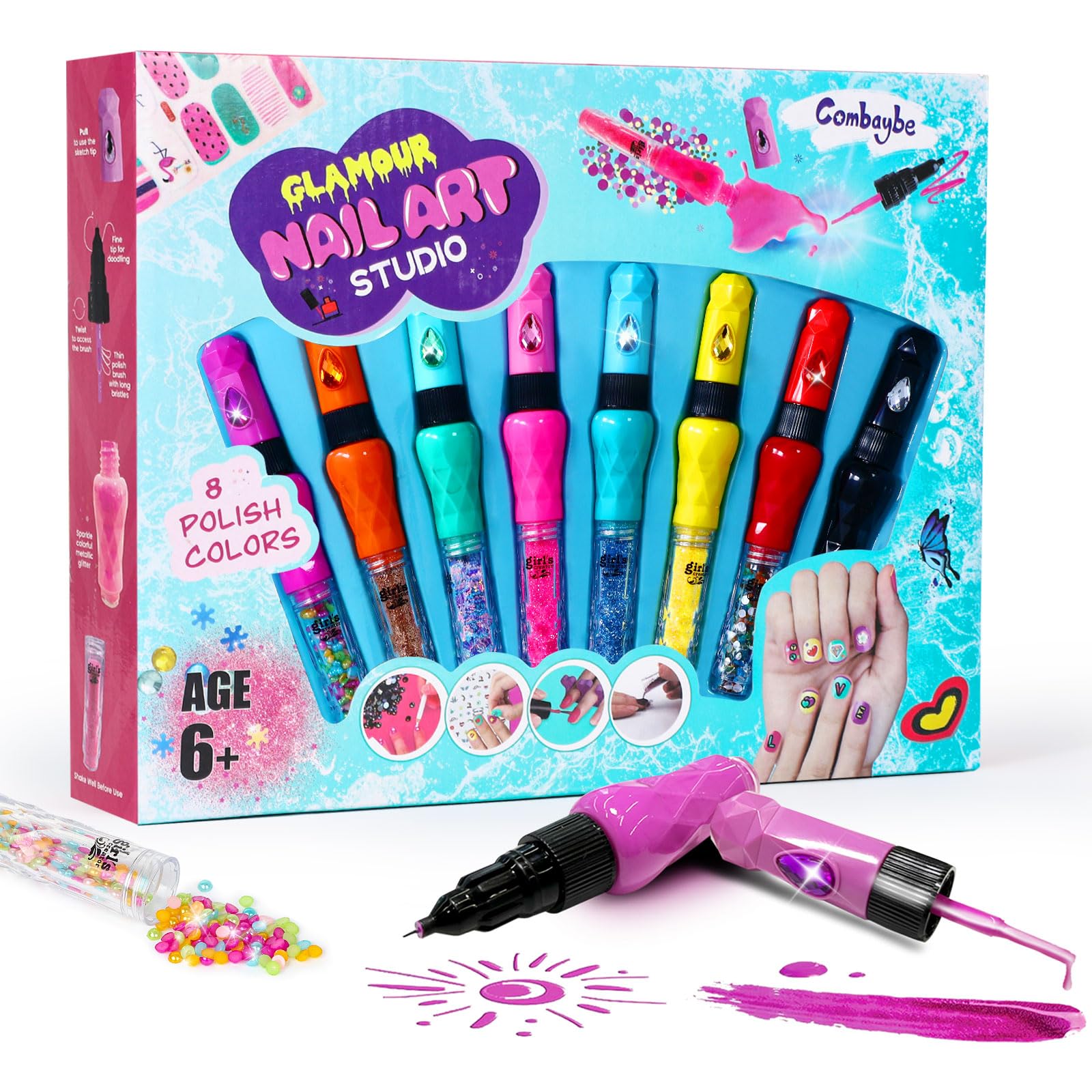 Amazon.com: 8-Count Nail Art Pen Set for Kids, Non-Toxic Nail