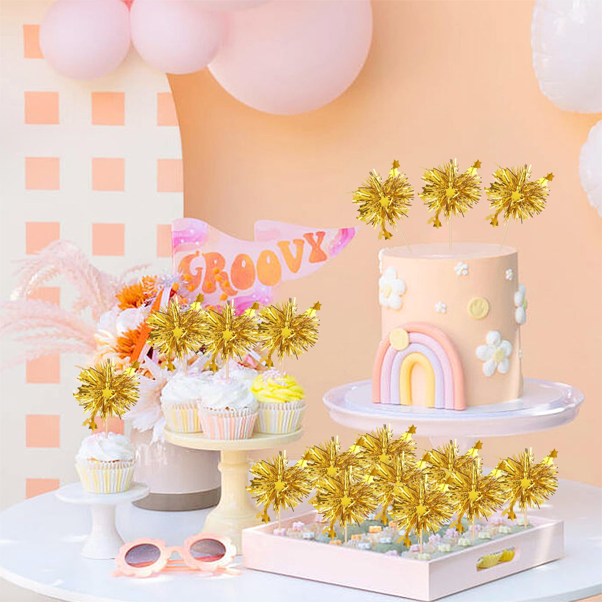 Fireworks Cake Decorations Firework Cake Topper Aazon.co: Gyufise 20Pcs  Foil Firework Cupcake Toppers Sparkle Tinsel Cupcake Decorations New Years  Drink Stirrers, image size:2000x2000